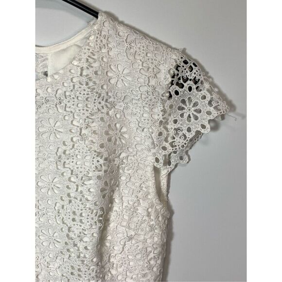 Francesca's Women's Open Back Lace Lined Cap Sleeve Mini Dress White Size XS - Picture 2 of 9